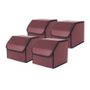 4X Leather Car Trunk Organizer Collapsible Foldable Storage Box Red Small