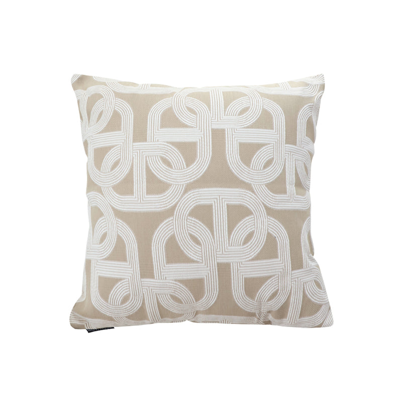 50x50x18cm Throw Pillow Polyester Cotton Beige Interlocking Geometric Accent