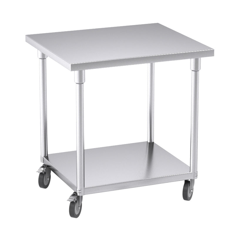 Commercial Stainless Steel Kitchen Work Table With Wheels 80cm Adjustable Shelf