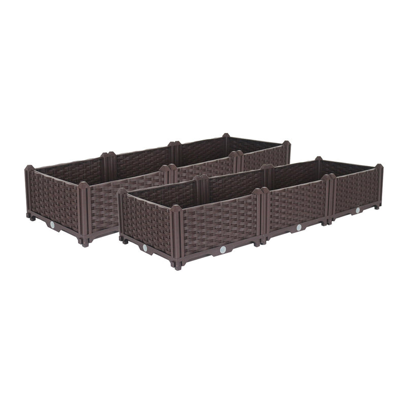 2X 120cm Raised Planter Box Plastic Self Watering Rectangular Outdoor Dark Brown