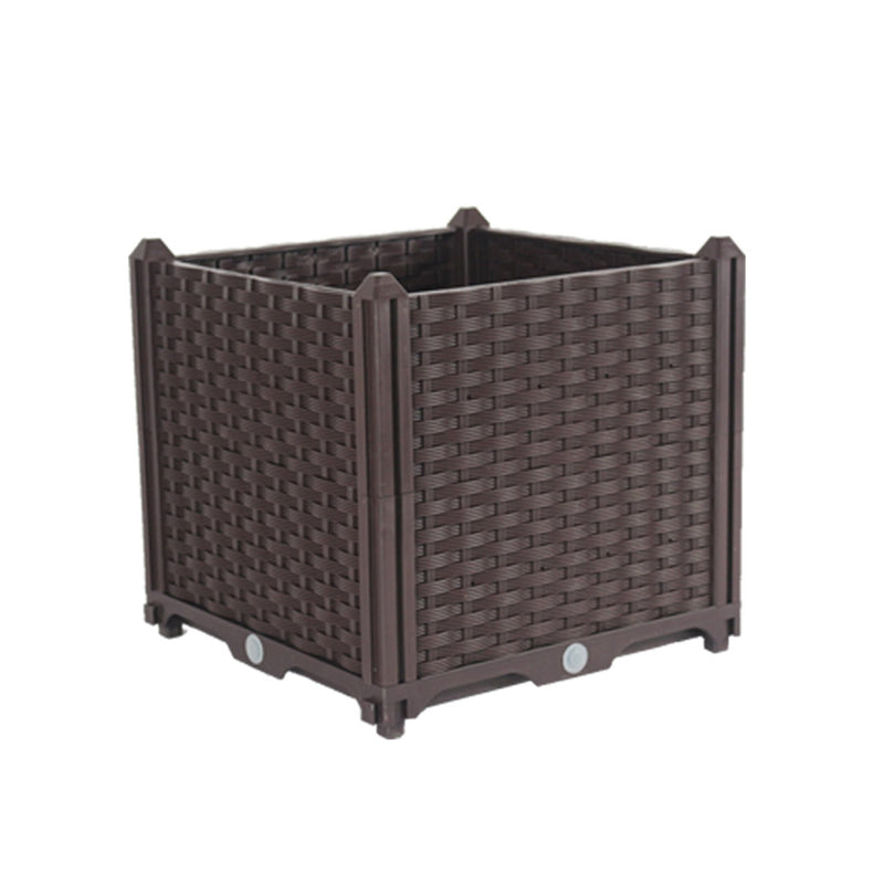 40cm Square Plastic Raised Planter Box Self Watering Dark Brown