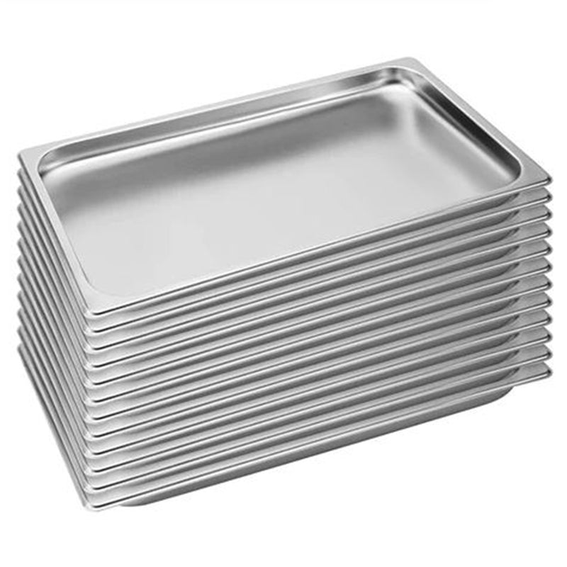 12X Full Size 1/1 Gastronorm Pan Stainless Steel 53cm X 32.5cm 2cm Deep