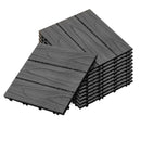 11 pcs Dark Grey Wood Composite Decking Tiles Outdoor Slip Resistant Flooring
