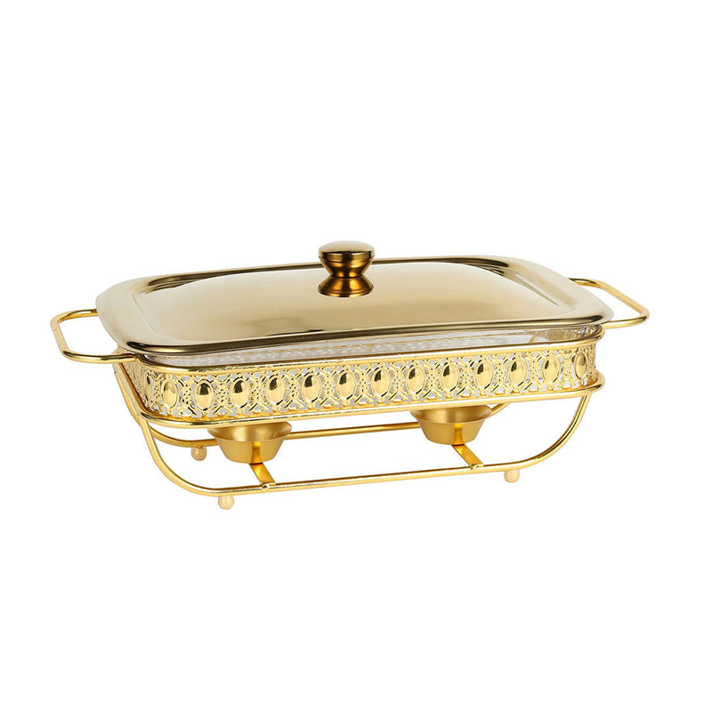 1.5L Lace Dining Stove Glass Pot Iron Frame Stainless Steel Lid Gold