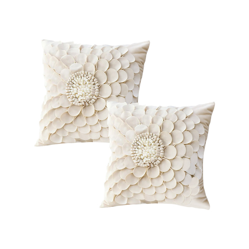 2X Velvet Throw Pillow 45X45 Cm Cream Plush Decorative Accent