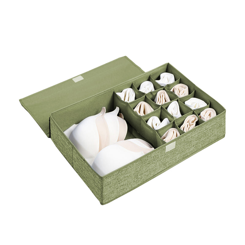 Green Flip Top Underwear Storage Box 44cmx29cmx13cm Foldable Stackable