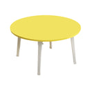 Yellow Floor Table Particleboard Metal Round Mini Desk With Drawer 60cm