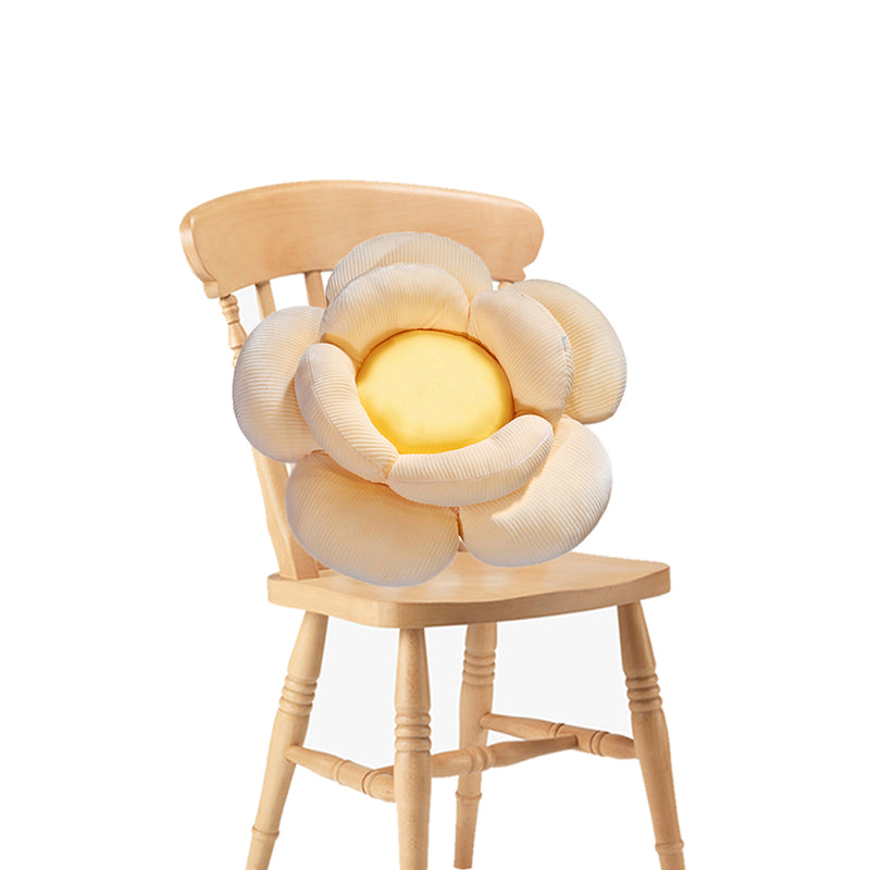 Double Flower Shaped Plush Cushion Polypropylene Cotton 70cmx70cmx20cm Beige