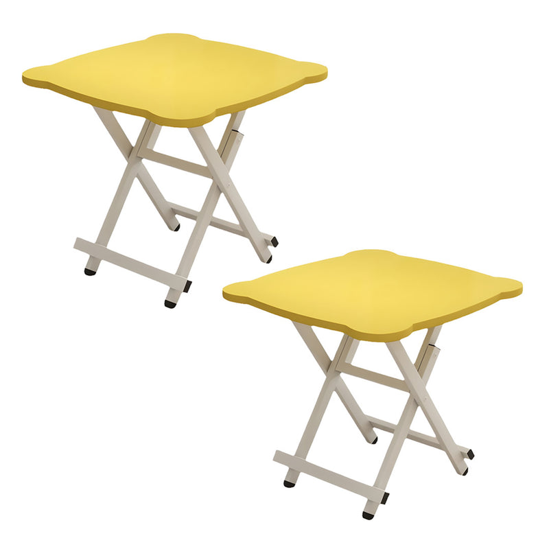 2X Minimalist Folding Table Particleboard Metal 60x60x70cm Yellow Top White Legs