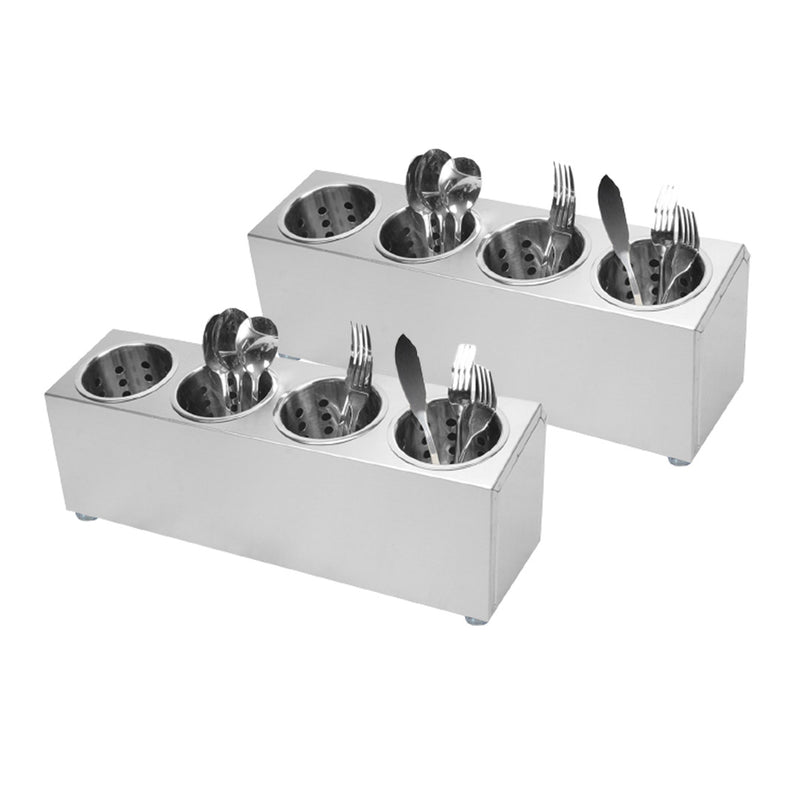 2X Stainless Steel Utensils Cutlery Holder 4 Holes Commercial Home Use