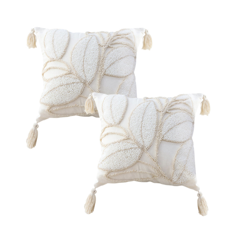 2X 45cm 15cm Thick Velvet Square Throw Pillow Cream Beige Polyester Cotton Plush