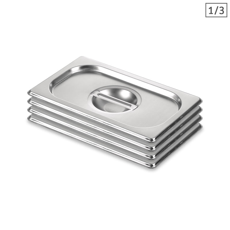 4X Heavy Duty Gastronorm 1/3 Pan Lid Stainless Steel 325x176mm