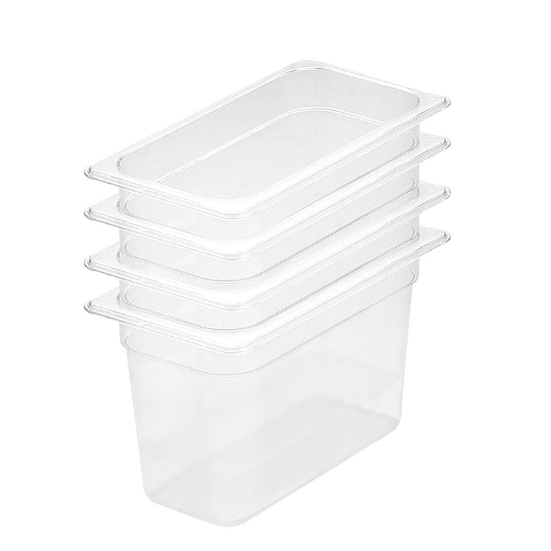 Clear Polycarbonate GN 1/3 Food Tray 200mm Transparent Set of 4 Dishwasher Safe