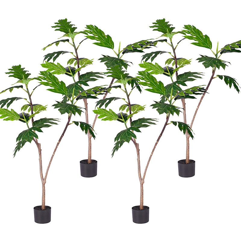 4X 120cm Artificial Polyethylene Philodendron Tree 18 Leaves Green Potted