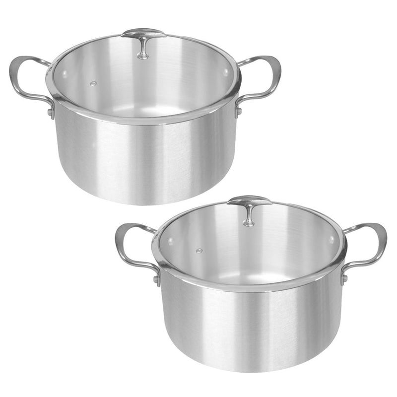 2X Stainless Steel 28cm Casserole With Lid Induction Ready Tri-Ply Cookware