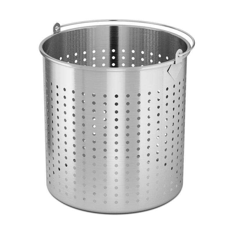 98L 18/10 Stainless Steel Perforated Stockpot Basket Pasta Strainer With Handle