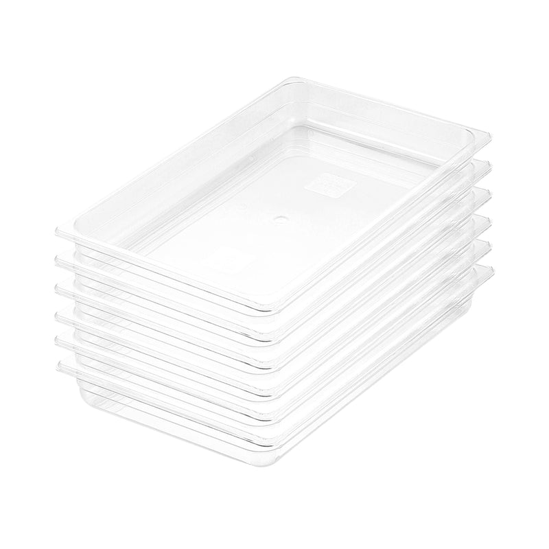 Clear Gastronorm GN Pan Set of 6 Polycarbonate 65mm Food Tray Storage