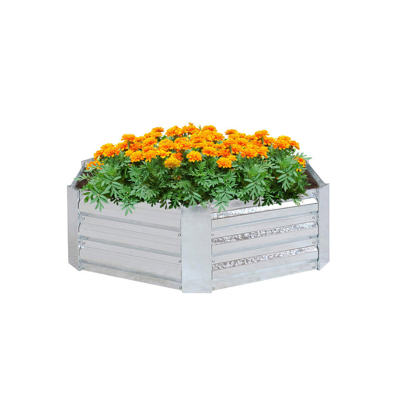 60cm Hexagon Galvanized Iron Raised Garden Bed Silver Tool Free Assembly