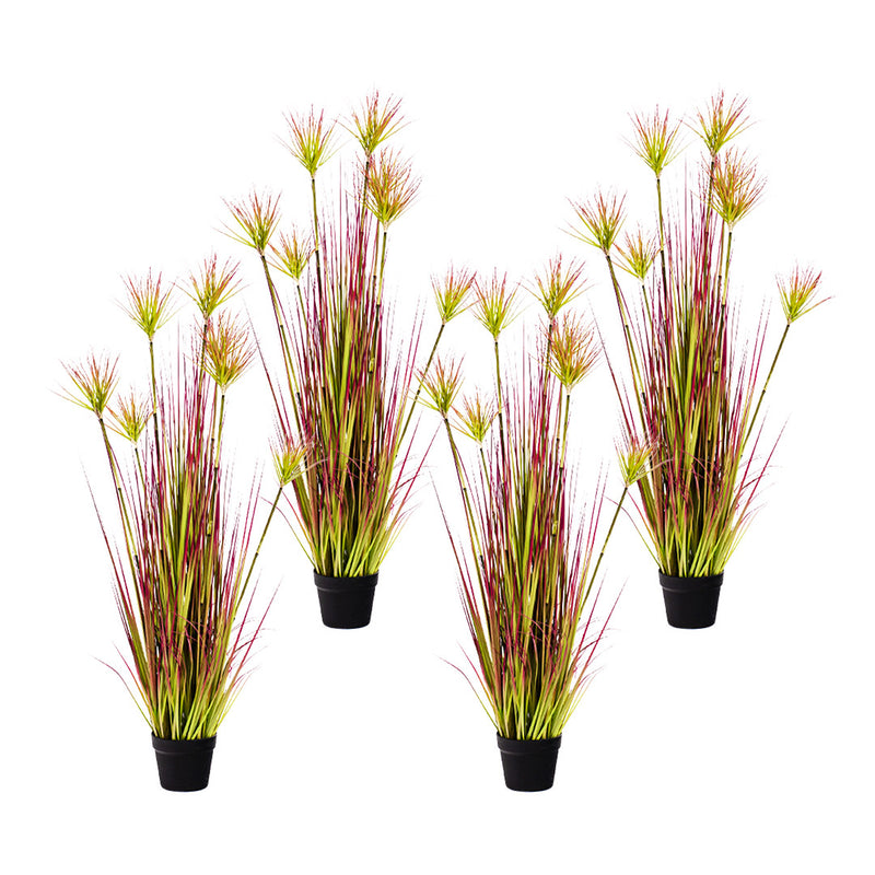 4X Artificial Potted Papyrus Plants 150cm Realistic Moss In Pot Purple Red