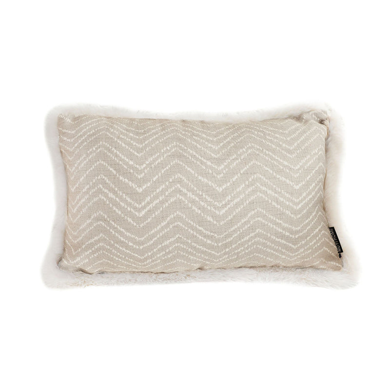 Lumbar Velvet Cushion 30x50cm Plush Herringbone Wabi Sabi Cream
