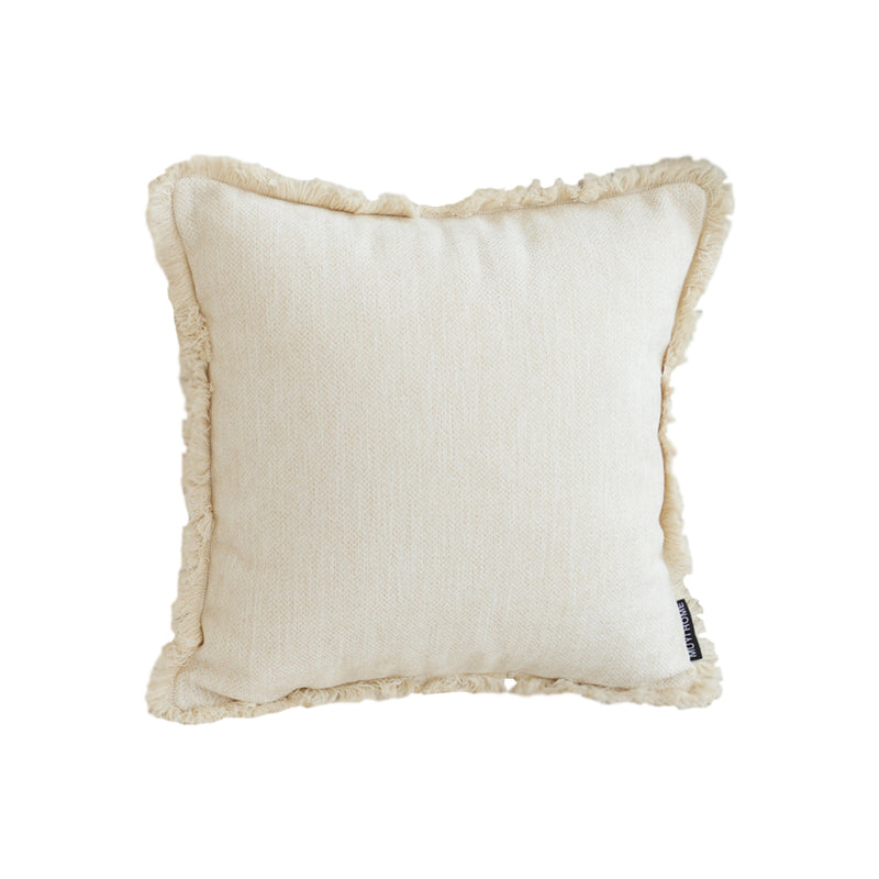 White Chenille Textured Throw Pillow Tassels Stylish Cozy Home Decor 45cm