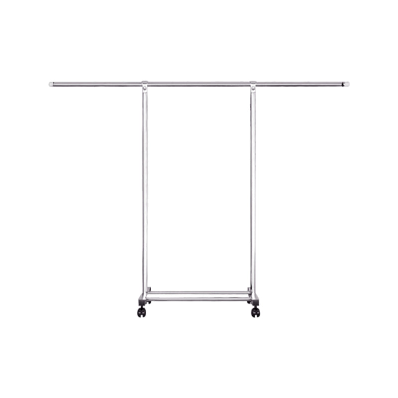 201 Stainless Steel Floor Standing Clothes Rack 180cm 3 Poles Wheels Silver