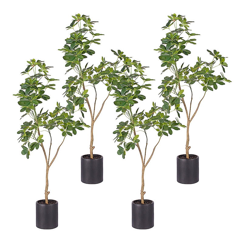 4X 160cm Artificial Schefflera Tree Polyethylene Green Indoor With Black Pot