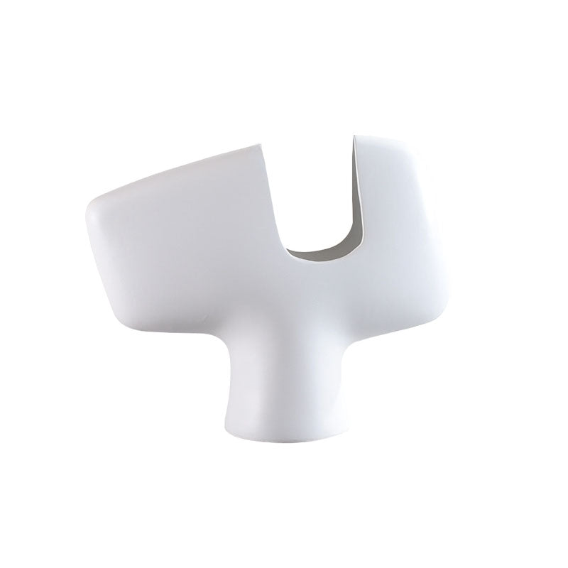 Modern Curved Ceramic Vase 44x35cm Sculptural White Decorative Accent