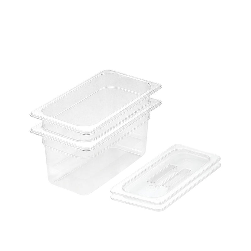 150mm Polycarbonate Gastronorm GN Pan 1/3 Food Tray Bundle of 2 with Lids