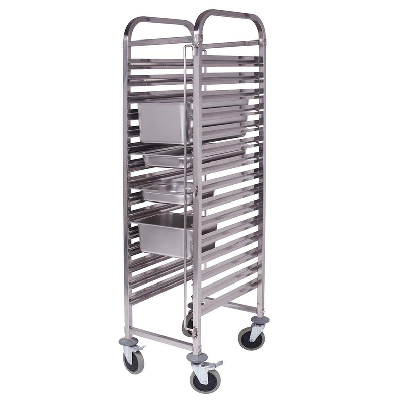 15 Tier Stainless Steel 304 GN 1/1 Pan Trolley Lockable Castors 380x550x1735mm