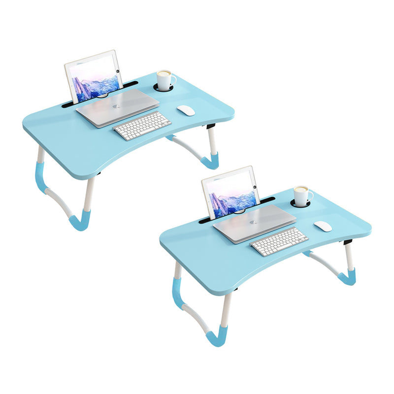 2X Blue Foldable Portable Bed Table Adjustable Laptop Desk With Cup Holder