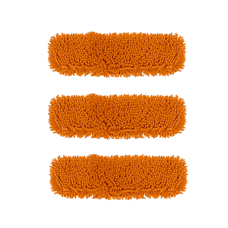 3X 50x12cm Orange Microfiber Flat Mop Cloth Covers Chenille For 150cm Handle