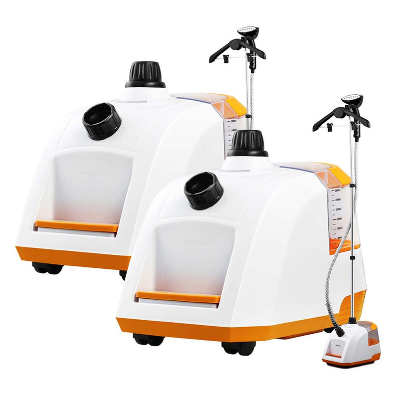 2X Portable Garment Steamer Cleaner 1800W 2.8L White Telescopic Pole Hanger