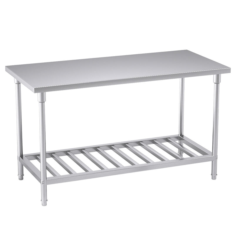 Commercial Stainless Steel Prep Work Bench Adjustable Shelf 150x70x85cm