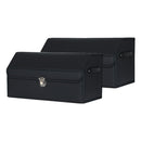 2X Leather Car Boot Trunk Organizer Foldable Collapsible Storage Box Black Medium