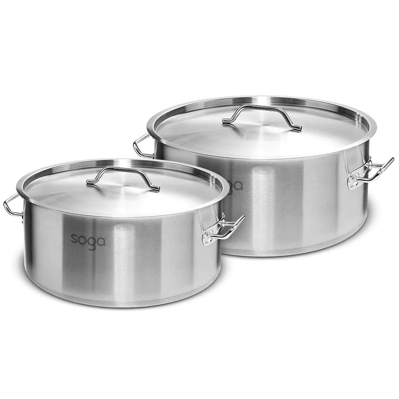 2 X Stock Pots 14L 58L Commercial Grade 18/10 Stainless Steel Induction Ready