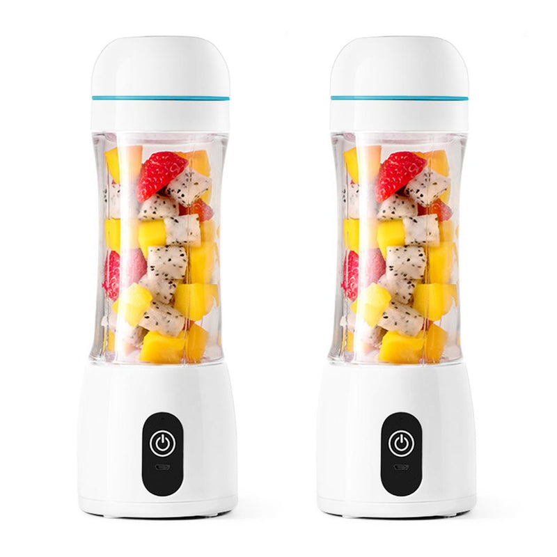 2X 380ml Portable USB Rechargeable Handheld Fruit Mixer Juicer White Eco-Friendly