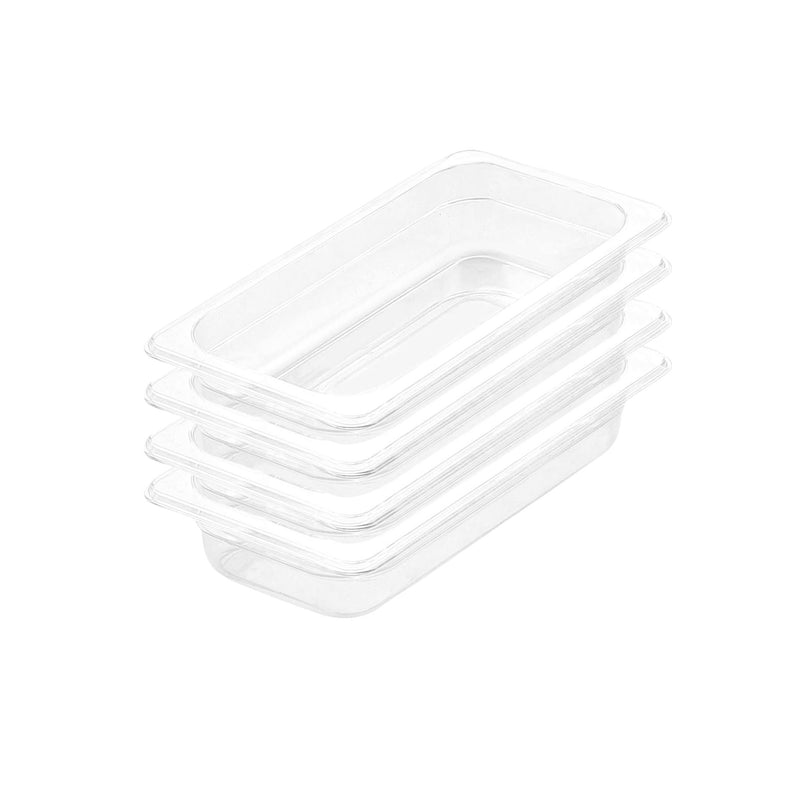65mm Clear Polycarbonate Gastronorm GN 1/3 Pan 32.5x17.5x6.5cm Bundle of 4