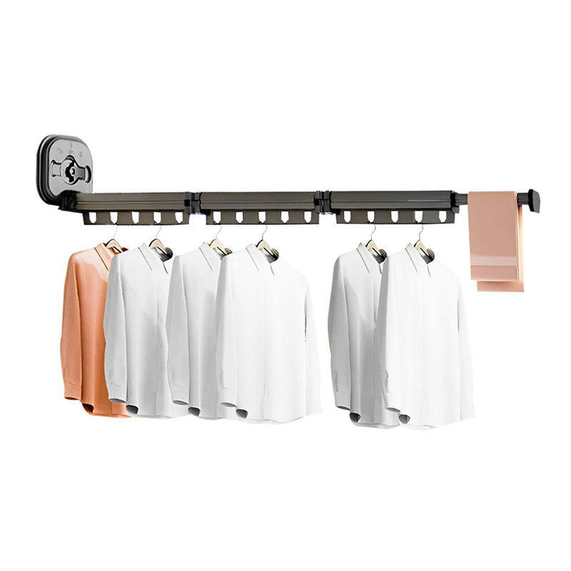 127.5cm Wall Mounted Retractable Foldable Aluminum Clothing Dry Rack Gray 10kg