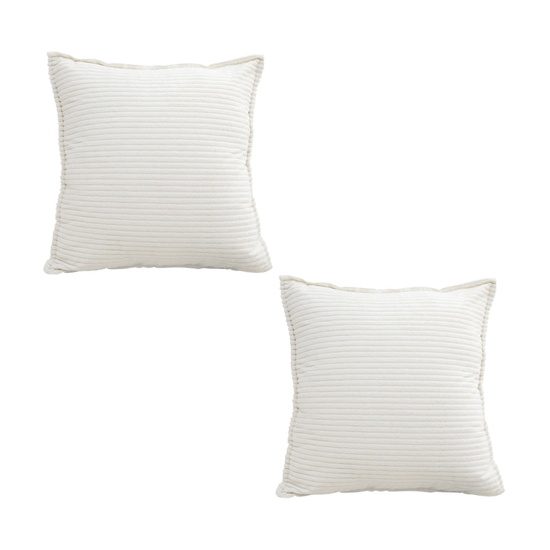 2X Beige Velvet Throw Pillow 50x50x18cm Square Plush Polyester Cotton