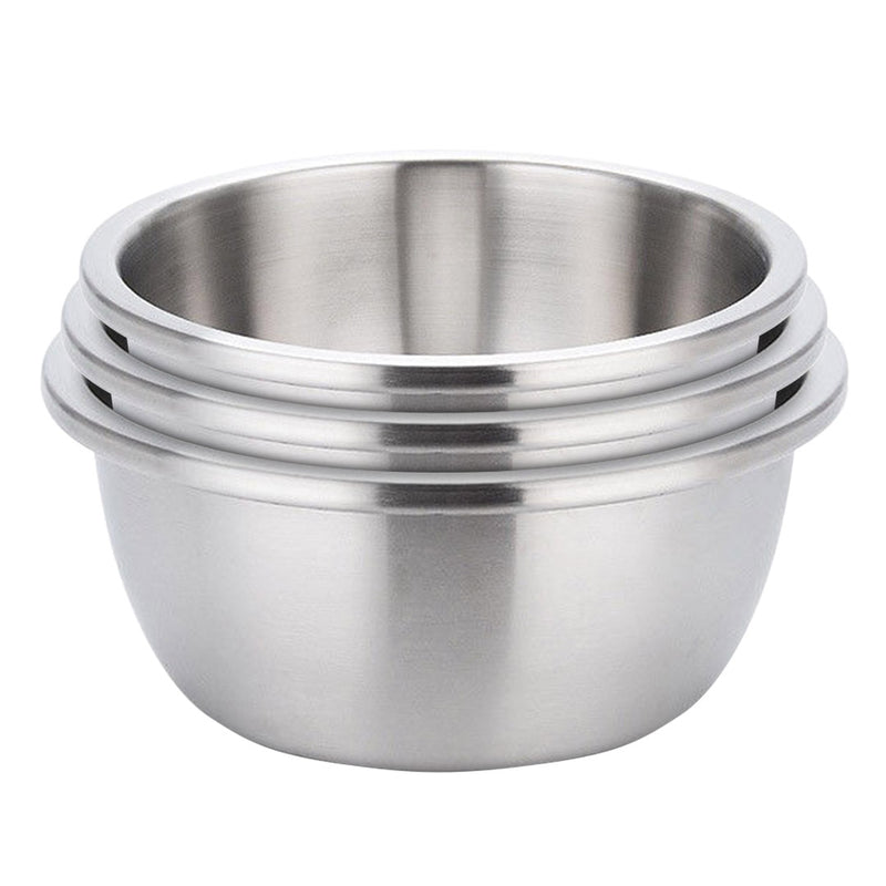 3Pcs Stainless Steel Mixing Bowls Set 30Cm 28Cm 26Cm Matte Silver