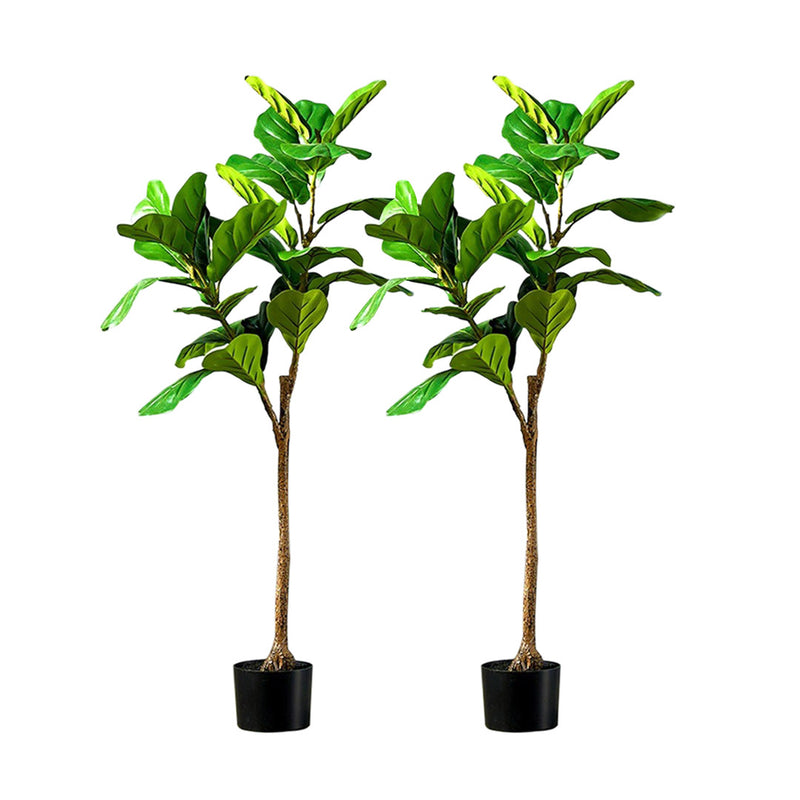 2X 120cm Artificial Potted Tree Realistic Leaves Polyurethane Polyethylene Green