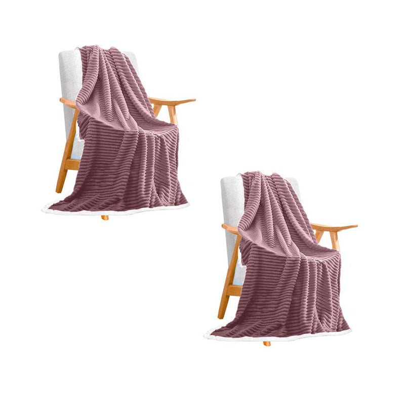 2X Purple Thick Flannel Fleece Throw Blanket Warm Cozy Bed Sofa Coverlet