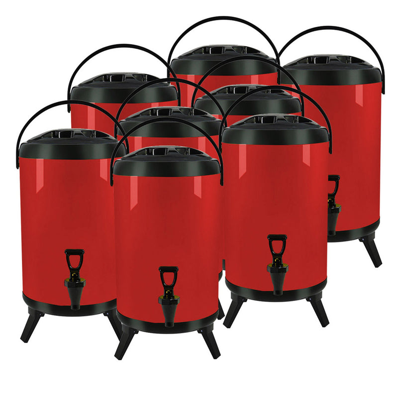 8X 18L Stainless Steel Insulated Beverage Dispenser With Faucet Red