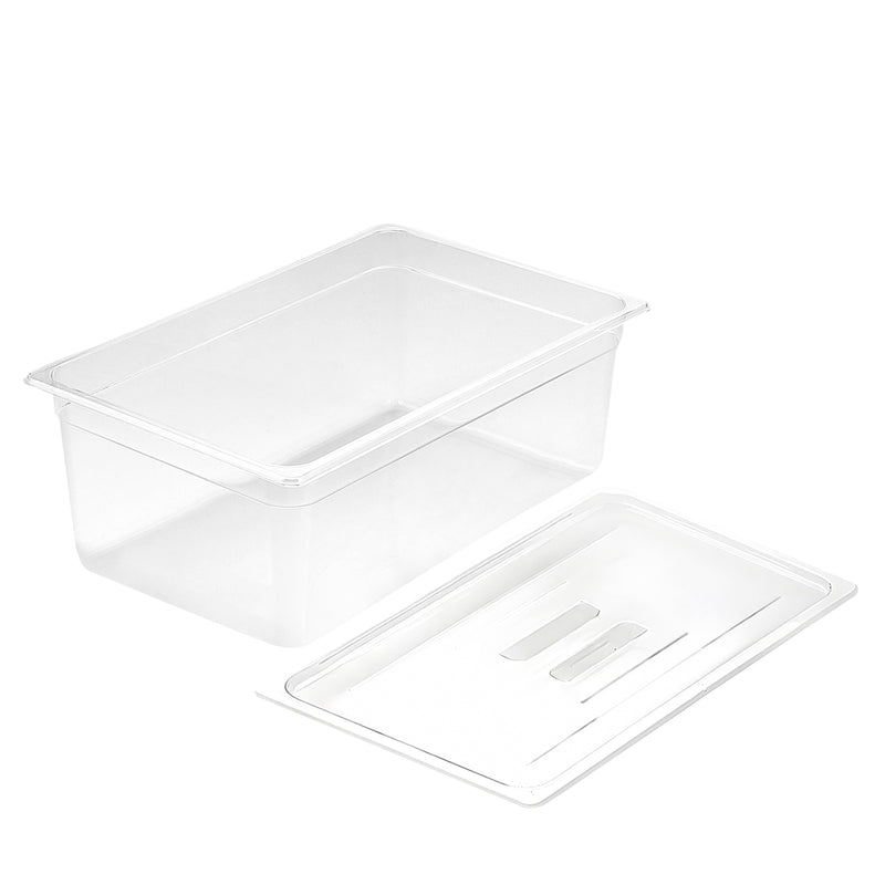 Clear Polycarbonate Gastronorm GN 1/1 Pan Food Tray with Lid 200mm 53x32.5x20cm