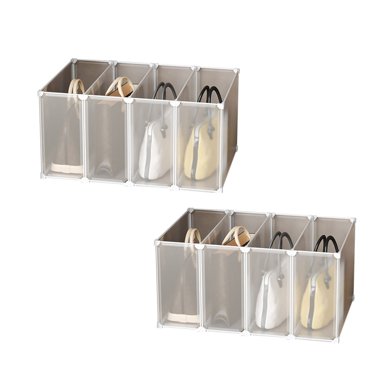 2X Portable 1 Tier PP Bag Box Stackable Cubby Organiser Transparent 71x47x37cm