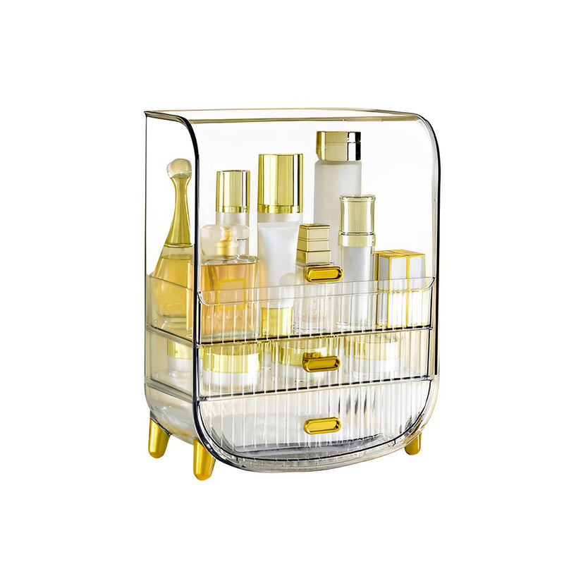 3 Tier Transparent Abs Countertop Cosmetic Organizer Drawer 28.5x18x36.5cm