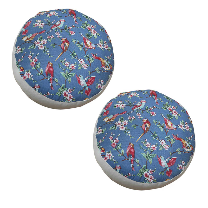 2X Polyester Cotton Cushion 45x45x18cm EPP Particle Insert Blue
