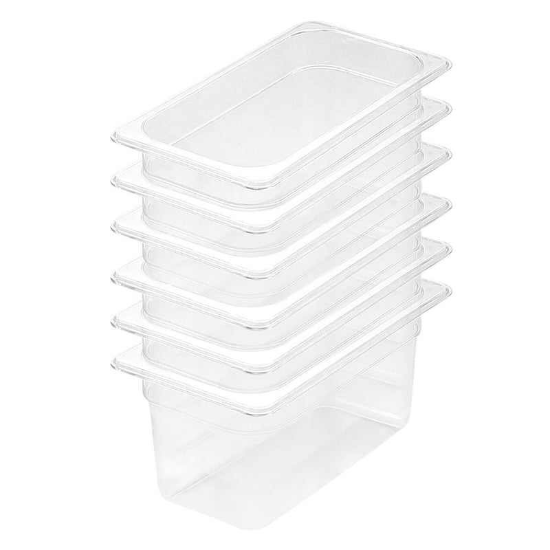 Clear Food Storage GN Pans 1/3 Polycarbonate 150mm Set of 6 Dishwasher Safe