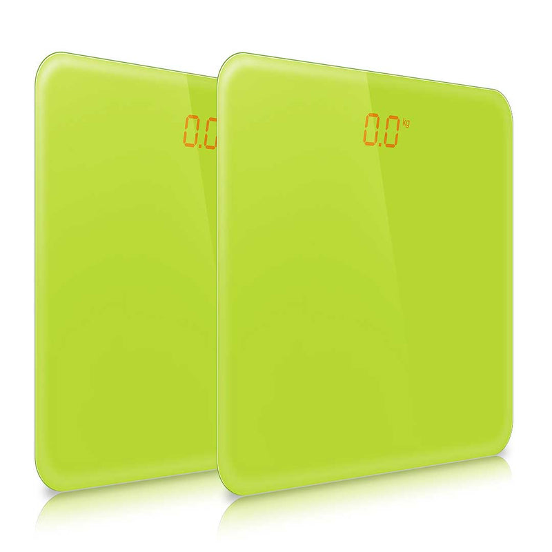 2X Digital Glass Body Scale 180kg Capacity LCD Display Waterproof Non-Slip Green